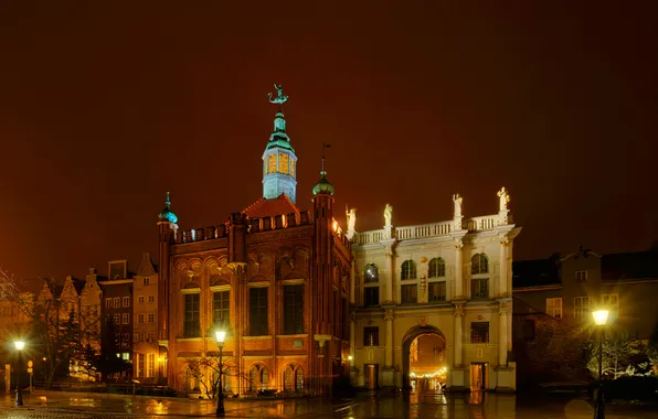 The sky, night, lights, home, area, Poland, gdansk