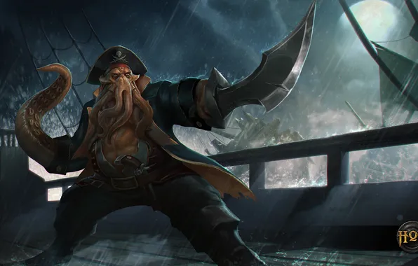 Octopus, pirate, tentacle, Heroes of Newerth, Devourer, Keelhaul Devourer