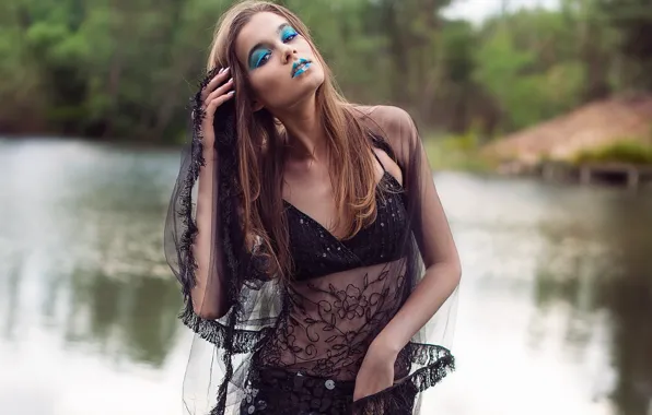 Picture summer, girl, face, style, hair, makeup, fabric