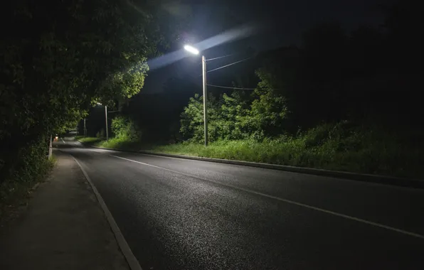 Picture road, asphalt, night, the dark background, lantern