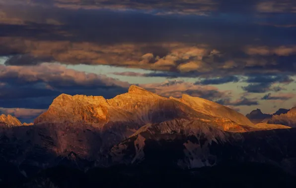 Picture the sky, clouds, sunset, mountains, nature, rocks