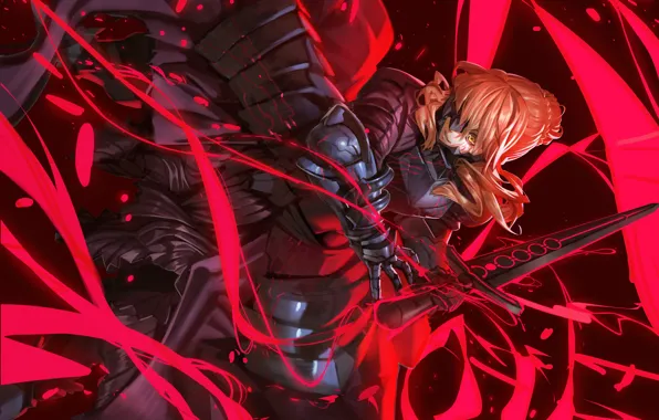Anger, sword, anime, art, Saber, Fate/Grand Order, the saber, The destiny of a great campaign