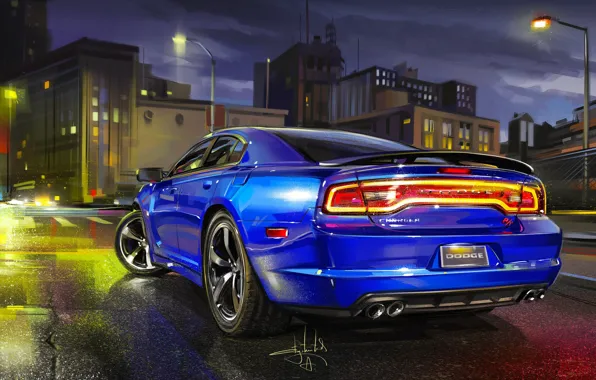 Download Wallpaper City Car Art Dodge Charger Sketch Alexander