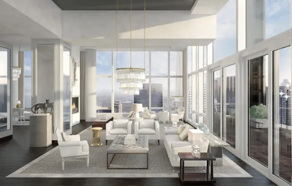 Interior, megapolis, living room, New-York, Baccarat Residences