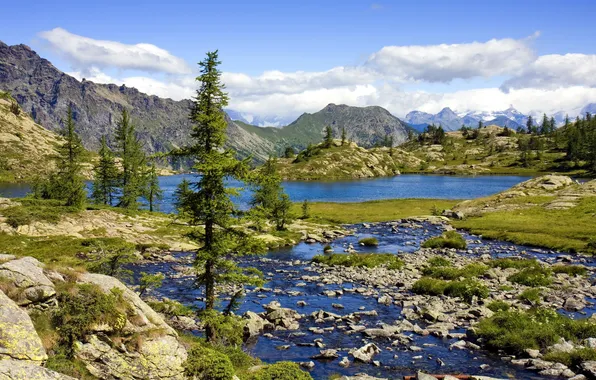 Landscape, mountains, nature, lake
