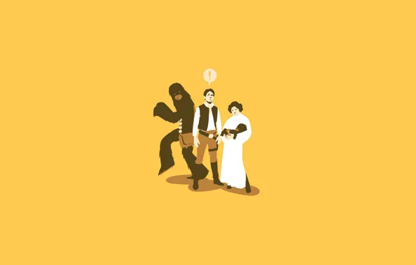 People, the situation, yellow background, Bigfoot