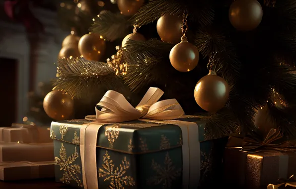 Balls, balls, Christmas, gifts, New year, tree, neural network