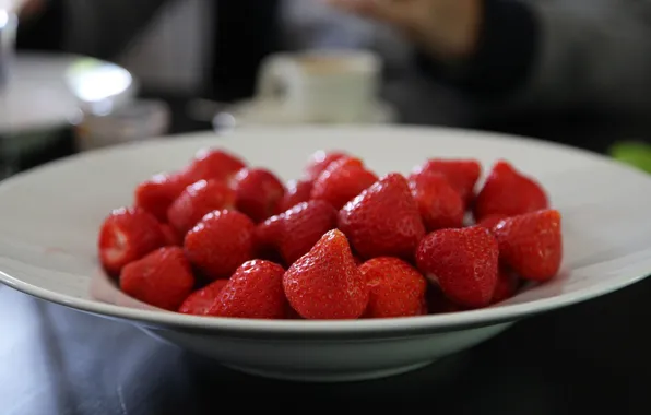 Macro, berries, food, strawberry, plate