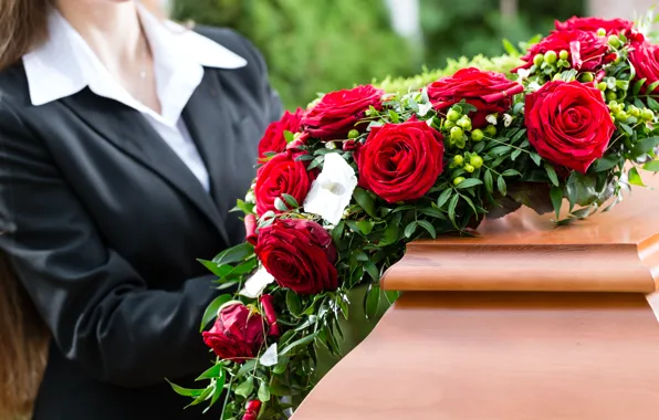 Picture flowers, death, coffin
