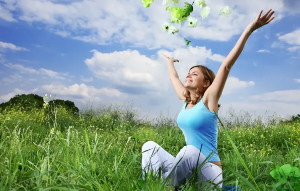 Picture field, summer, mood, .girl