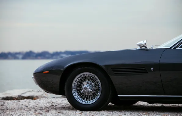 Black, Maserati, 1969, Roadster, spider, the front part, Ghibli Spider