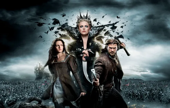 Picture battle, axe, Kristen Stewart, Charlize Theron, Snow White and the Huntsman, Snow white and the …