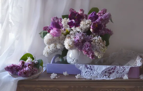 Picture branches, lilac, napkin, drape, Valentina Fencing