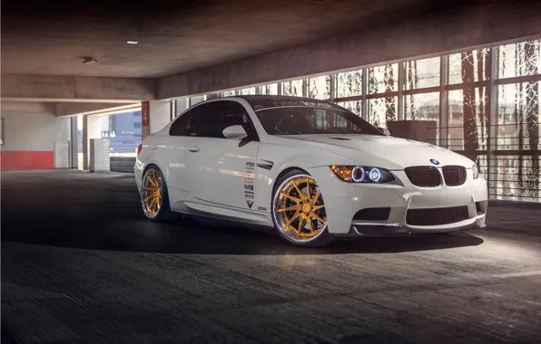 BMW, White, E92, Shadow, Parking, M3