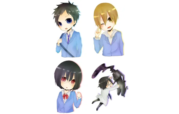 Art, white background, characters, Durarara, Durarara, The headless horseman