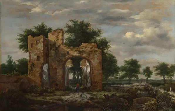 Picture landscape, picture, Jacob van Ruisdael, Jacob van Ruisdael, The ruined gate of the castle