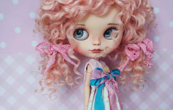 Face, head, doll, large, freckles, buttons, curls, curls