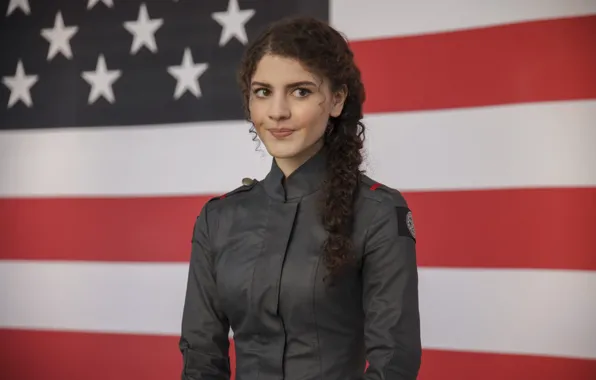 Girl, Witch, Soldiers, Brunette, Long hair, Curly, American flag, Motherland: Fort Salem