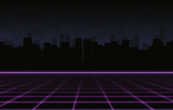 Picture Music, The city, Silhouette, Background, 80s, Neon, 80's, Synth