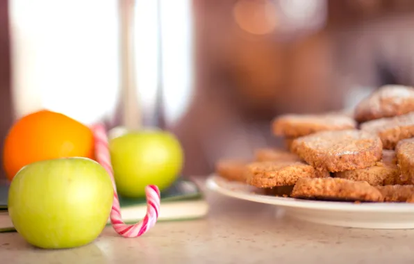 Apples, food, cookies, candy, lollipops, fruit, cakes