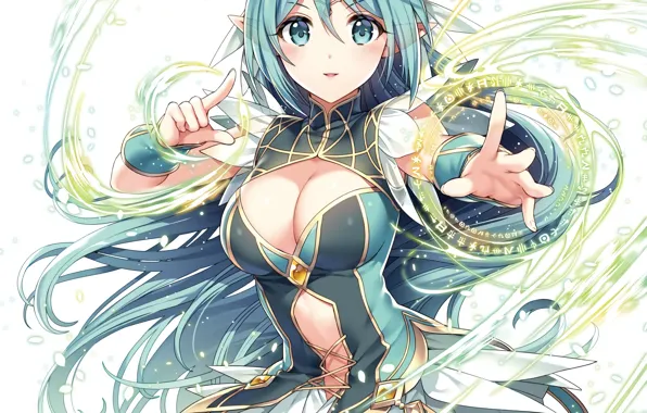Girl, sexy, cleavage, long hair, dress, boobs, anime, beautiful
