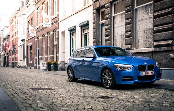 Picture the city, street, BMW, BMW, blue, M135i