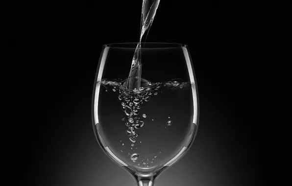 Water, bubbles, Glass