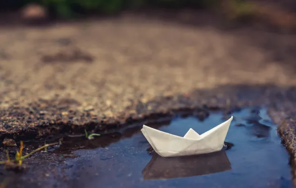 Background, puddle, boat