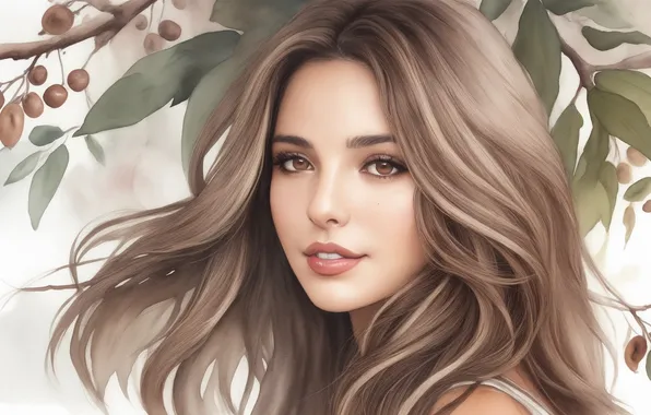 Girl, green, green, woman, figure, beauty, watercolor, girl