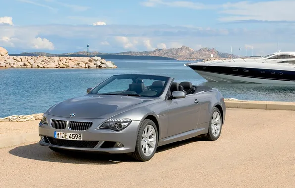 Picture Sea, Auto, Pier, BMW, Yachts, Convertible, Grey, Day