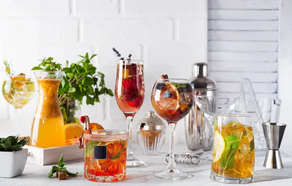 Picture ice, glass, cocktail, fruit, cuts