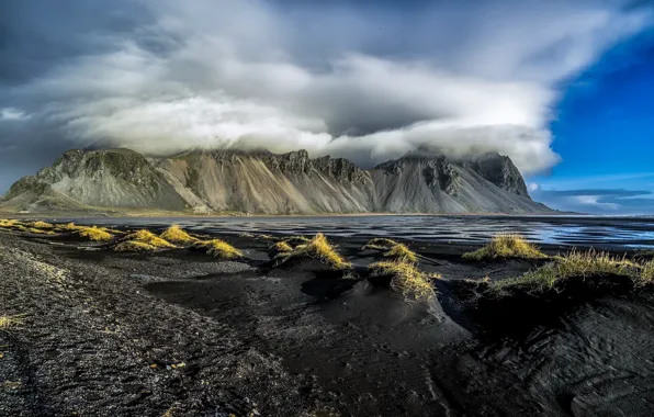 Picture clouds, mountains, Iceland, Iceland, Vestrahorn