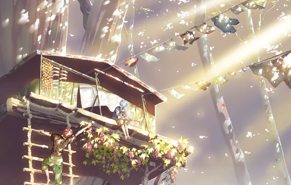 Forest, house, anime, Dog, taiga, on the tree, Scenery, Kuroko Tetsuya