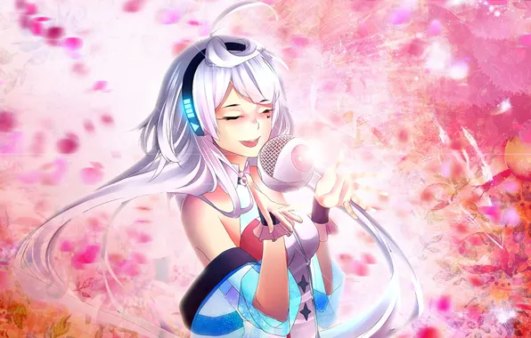Picture girl, microphone, Vocaloid, Maika