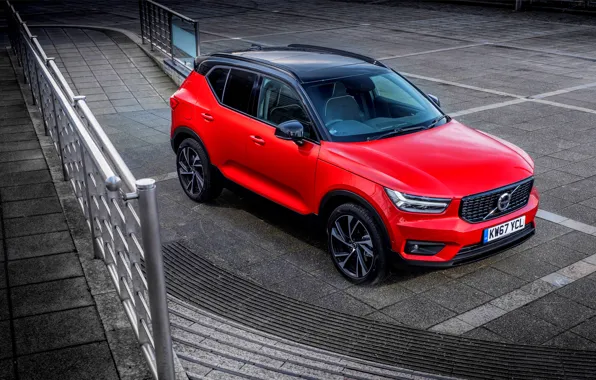 Car, machine, Volvo, red car, wheel, crossover, red car, XC40
