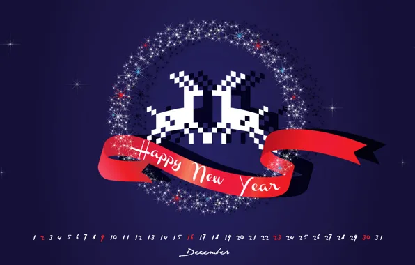 New year, Christmas, new year, deer, calendar, December, merry christmas, december