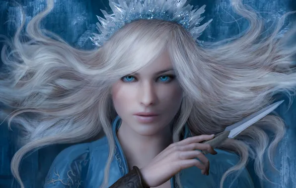 Picture girl, art, the snow Queen, fantasy, Z Jones, 3D illustration for Book Cover