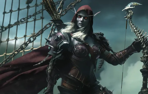 Skull, Bow, Hood, Cloak, Armor, Undead, Blizzard Entertainment, Sylvanas Windrunner