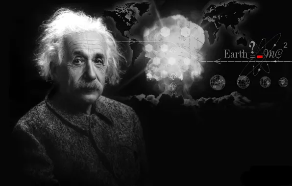 Face, background, formula, Albert Einstein, Albert Einstein, physicist, theorist, scientist