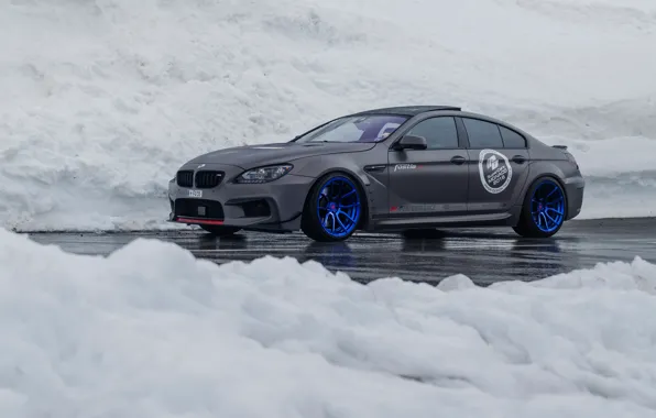 Road, Snow, BMW, Grey, BMW, Snow, Grey, BMW M6