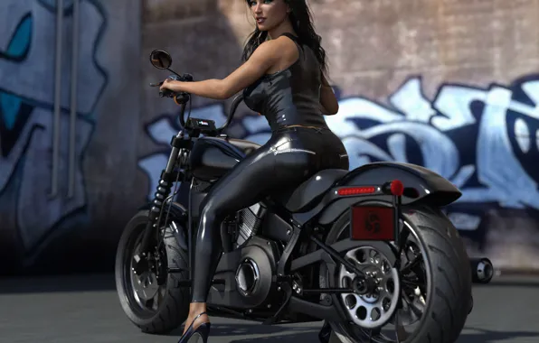 Picture Girl, Look, Bike, Motorcycle