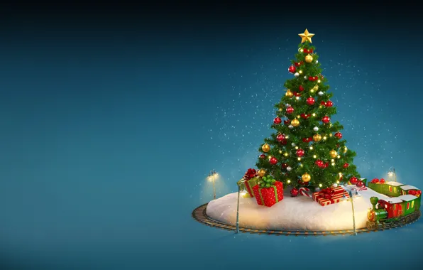 New Year, Christmas, winter, snow, merry christmas, decoration, christmas tree