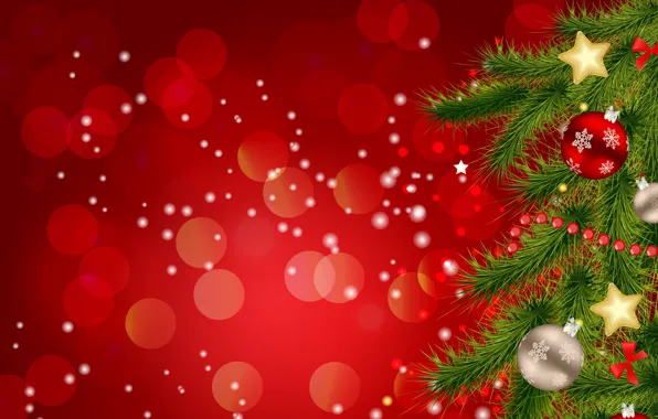 Wallpaper balls, decoration, holiday, tree, branch, New Year, Christmas ...