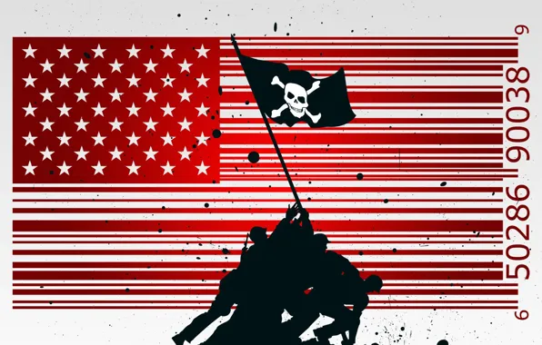 Vector, flag, soldiers, USA, PIRATE NATION, Jolly Roger