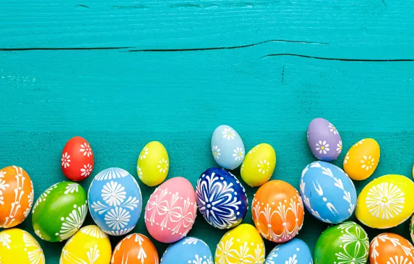 Picture spring, colorful, Easter, wood, spring, Easter, eggs, decoration
