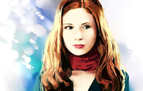 Girl, face, scarf, art