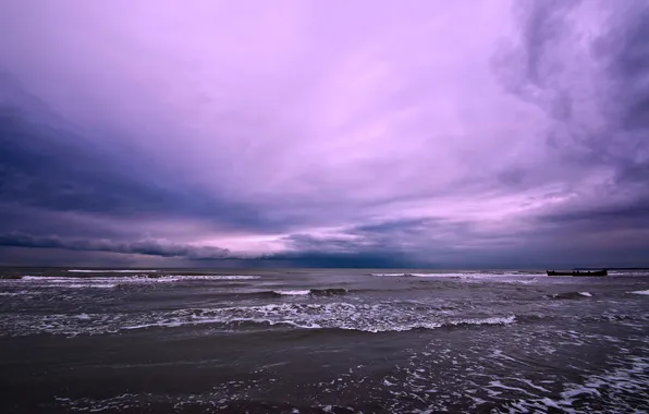 Picture sea, the sky, clouds, the ocean, boats, Iran, Iran, Caspian