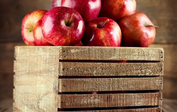 Apples, red, fruit, box