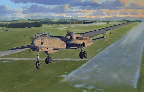 Art, airplane, ww2, heavy fighter, Heinkel He-219