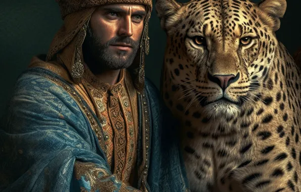 Costume, Jaguar, image, male, Arab, headdress, rich, noble